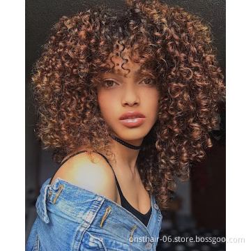 Hot Selling Short Synthetic Wigs Afro Kinky Jerry Curly Wig for Women Black Brown Blonde Natural Bob Wig High Temperature Hair